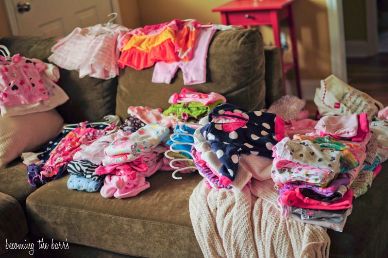 organizing baby clothes; nesting?