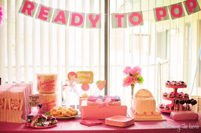 Ready to pop baby shower theme; baby shower theme ideas