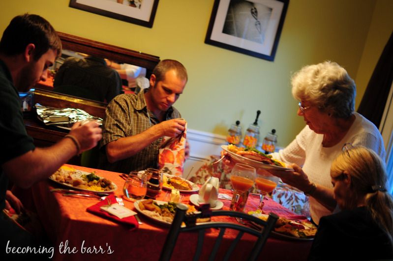 thanksgiving family at dinner table