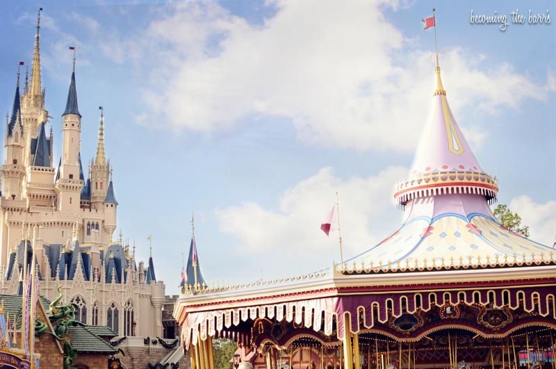 disney world carousel and castle picture where meeting the princesses