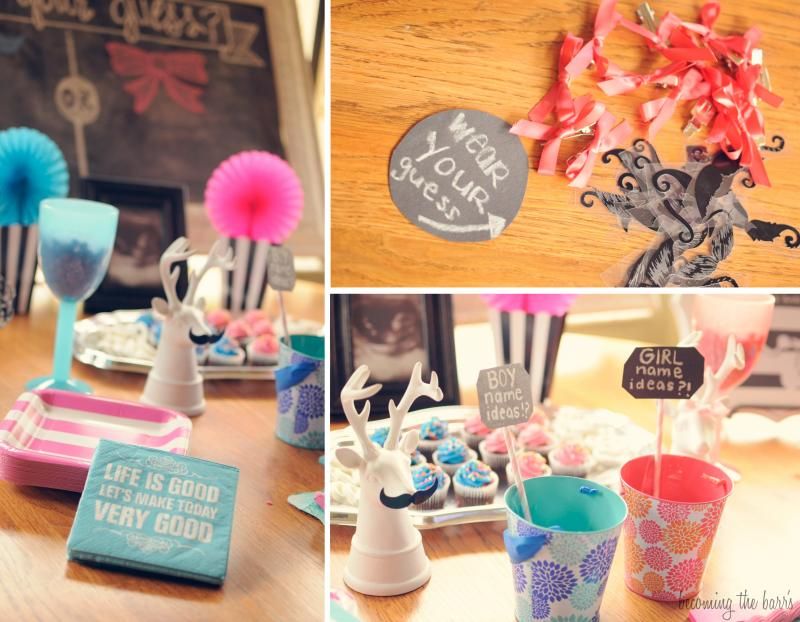 little man or little miss gender reveal party table ideas