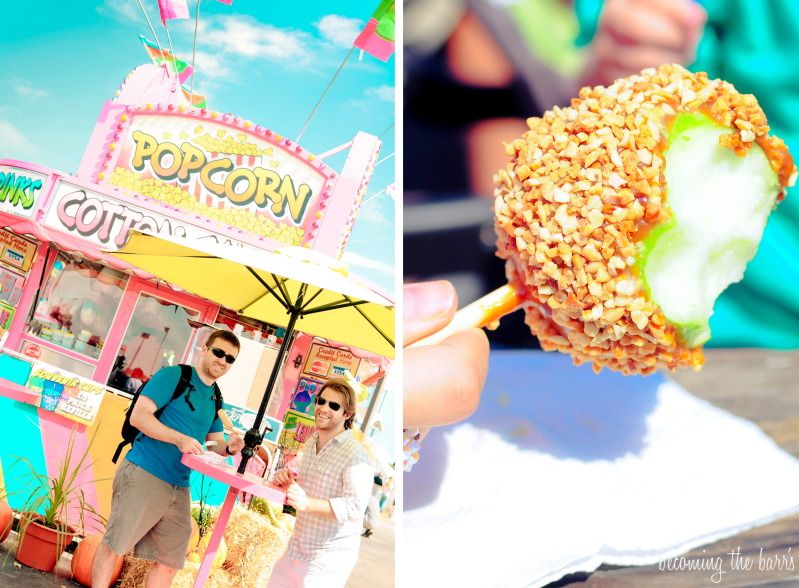 delicious carnival food and caramel apples with nuts