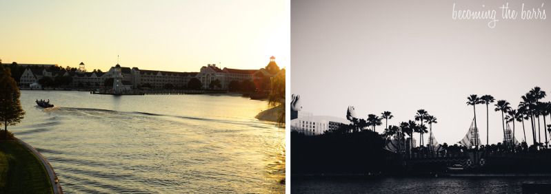 disney boardwalk at sunset