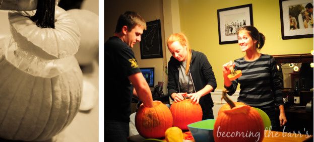 friends pumpkin carving