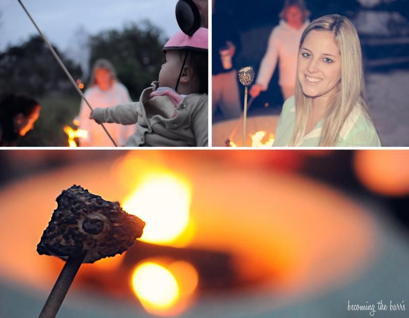 wilderness lodge campfire marshmallow roasting