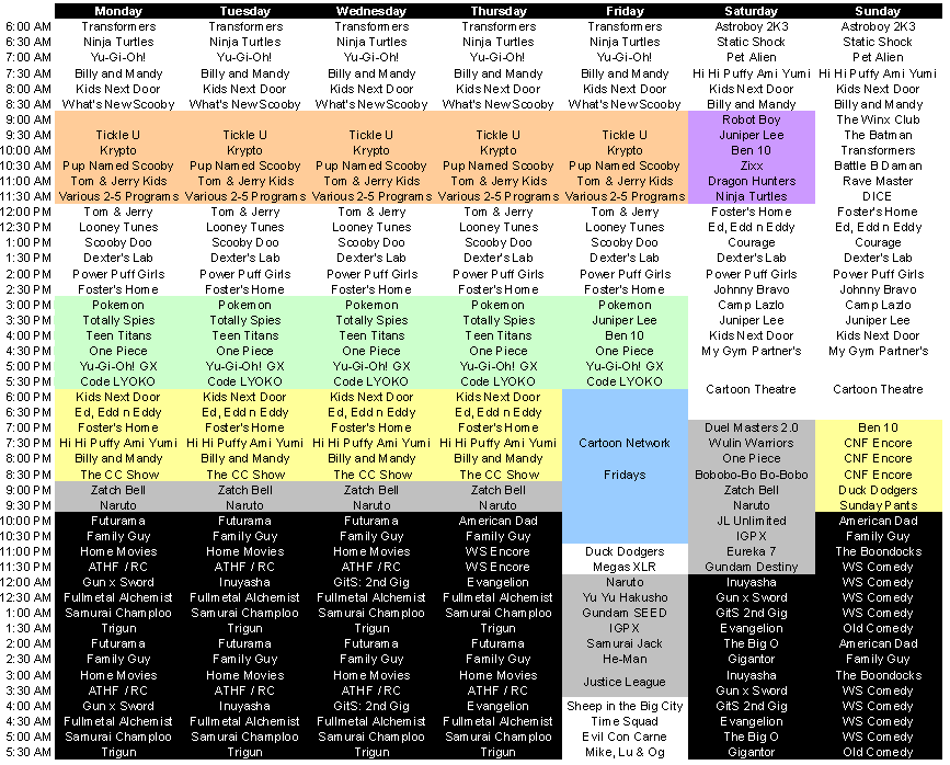 Cartoon Network Schedule