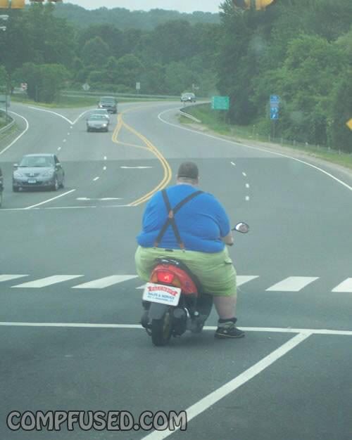 fat guy on a little bike