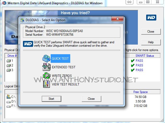 How To Test A Hard Drive For Problems Using Data Lifeguard Diagnostics For Windows Anthony S Studio