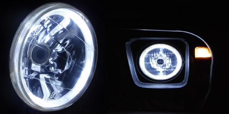 H4 Hi//Low White LED Angel Eye Halo Lights to suit Toyota Landcruiser 61 62 80
