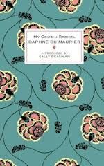 Green cover of My Cousin Rachel, with pink flowers on it