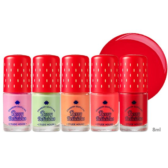 ETUDE HOUSE BERRY DELICIOUS strawberry souffle nail