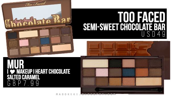 too faced semi sweet chocolate bar dupe makeup revolution salted caramel