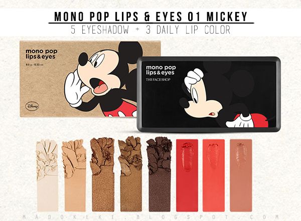 disney the face shop mono pop lip and eyes mickey