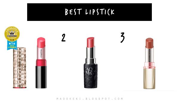 @cosme 2015 best new makeup ranking lipstick