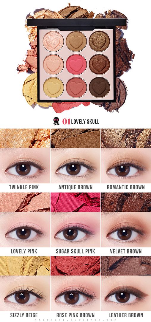 Etude House Pink Skull color eyes 01 lovely skull swatch