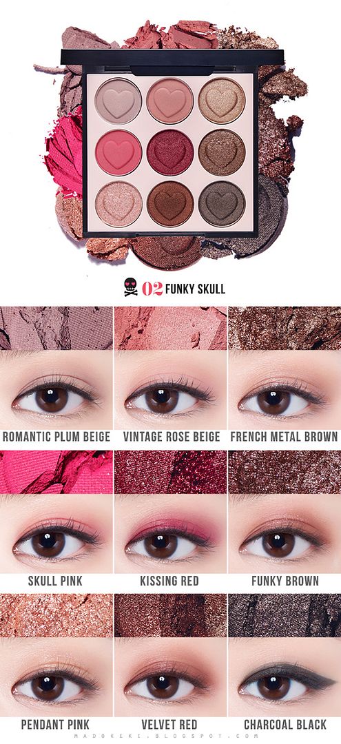 Etude House Pink Skull color eyes 02 funky skull swatch