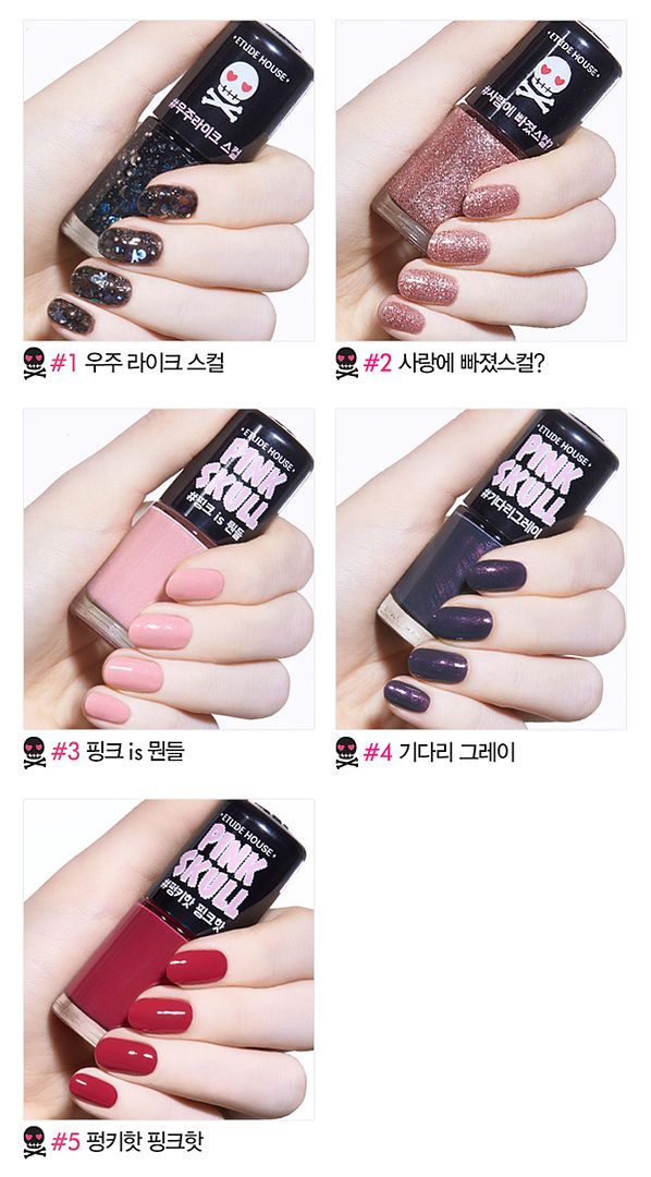 Etude House Pink Skull play nail swatches
