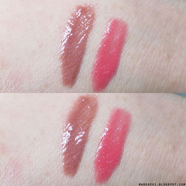 maybelline lip polish glam 2 | glam 14 lip elixir swatch