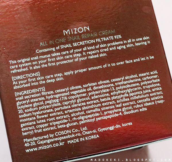 mizon all in one snail repair cream ingredients