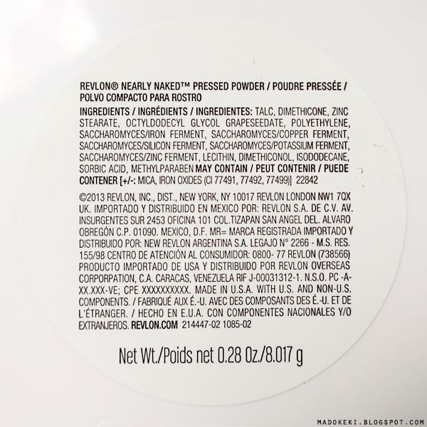 Revlon Nearly Naked Pressed Powder Ingredients