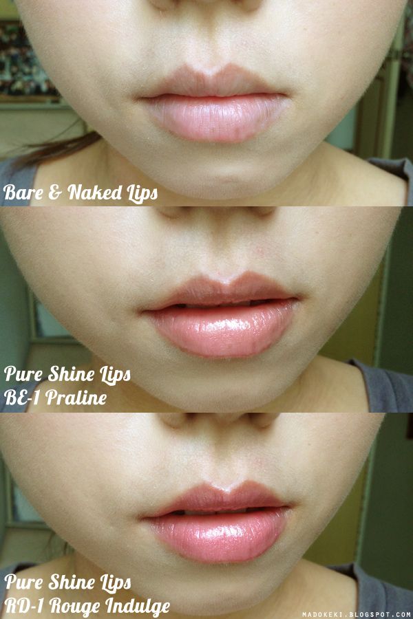 za Pure Shine Lips BE-1 Praline & RD-1 Rouge Indulge Swatch