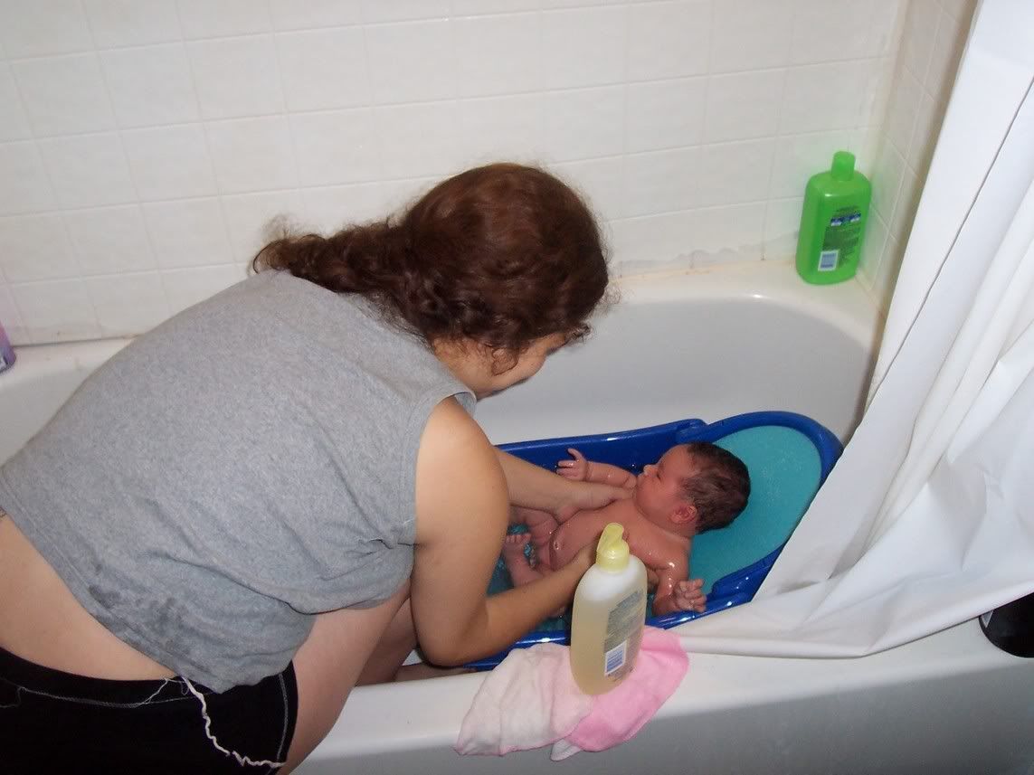 Mommy bathing Leah