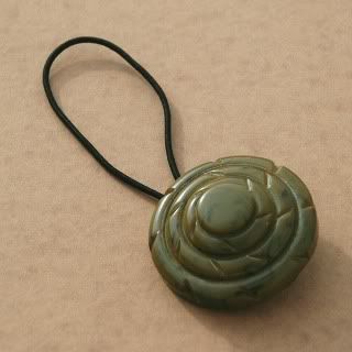 Vintage Bakelite Button - SGreen Pea Swirls  Hair Accessory, Available at http://www.talismanshops.com (unless previously sold)