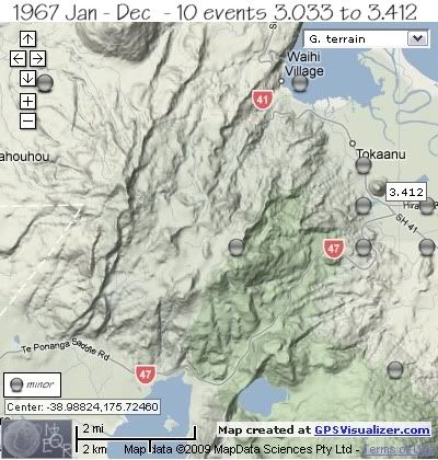  Mt. Tihia/Tokanaau quakes 1967 by magnitude  