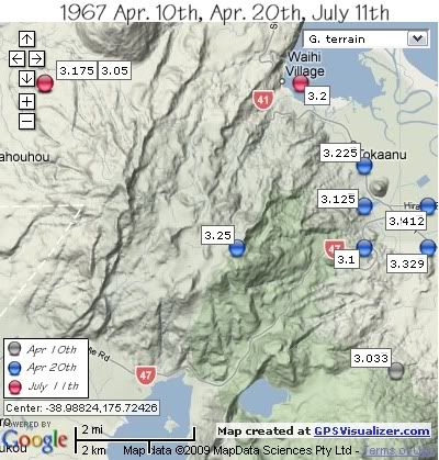  Mt. Tihia/Tokanaau quakes 1967 by date  