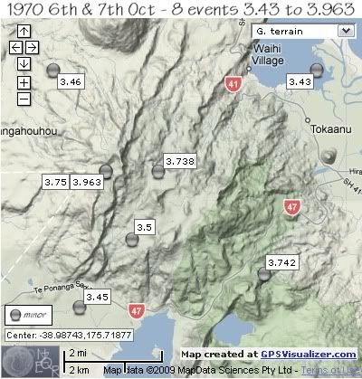  Mt. Tihia/Tokanaau quakes 1970 by magnitude  