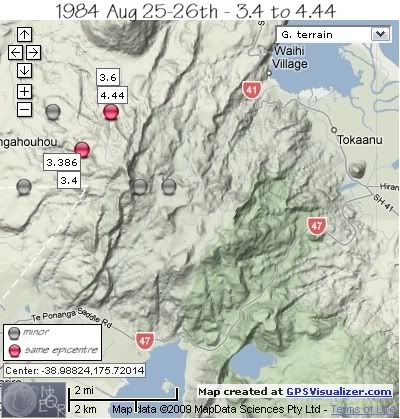  Mt. Tihia/Tokanaau quakes August 25-26th 1984 