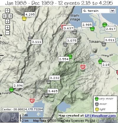  Mt. Tihia/Tokaanu quakes 1988-1989 