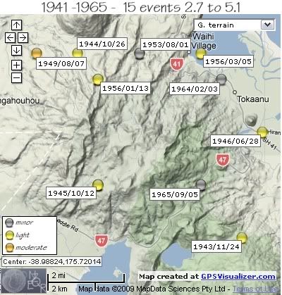  Mt. Tihia/Tokanaau quakes 1941-1965  