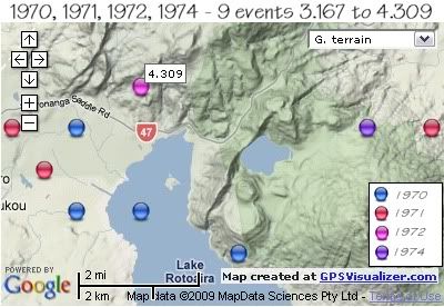 1970,1971,1973 and 1974 Rotoaira/Rotopounamu quakes