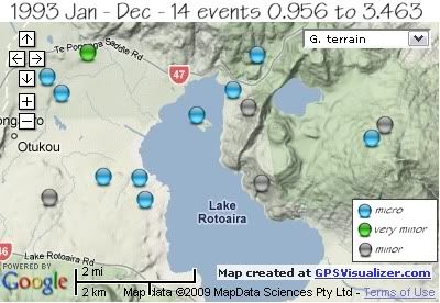  total 14 quakes Rotoaira/Rotopounamu area 1993 