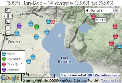  total 14 quakes Rotoaira/Rotopounamu area 1995 