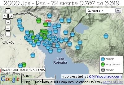  total 72 quakes Rotoaira/Rotopounamu area 2000 