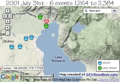  20 quakes in Rotoaira/Rotopounamu 2001