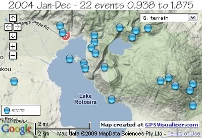 total 22 quakes Rotoaira/Rotopounamu area 2004 