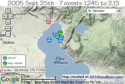  total 7 quakes Lake Rotoaira Sept 25th 2005 