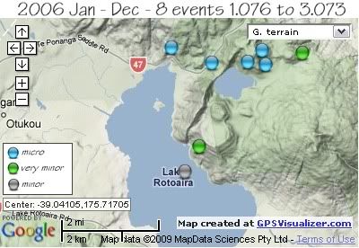  total 8 quakes Rotoaira/Rotopounamu area 2006 