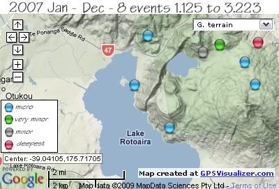  total 8 quakes Rotoaira/Rotopounamu area 2007 