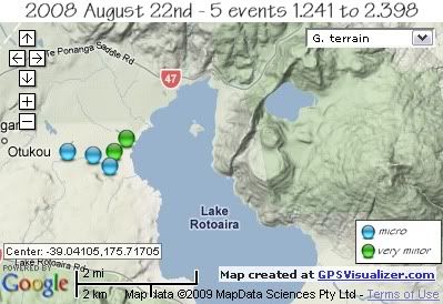  Wairehu Canal area quakes August 22nd 2009 