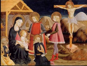 Nativity-Cross by Benedetto Bonfigli [attrib] c. 1445 - http://www.beloit.edu/~classics/main/courses/fyi2000/museum/renaissance/