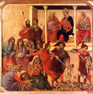 Duccio di Buoninsegna detail from The Slaughter of the Innocents; 1308-11, Museo dell'Opera del Duomo, Siena