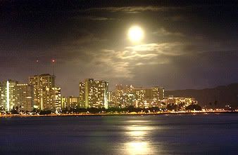 Moon over Honolulu