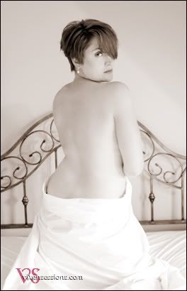 boudoir, white sheet portrait