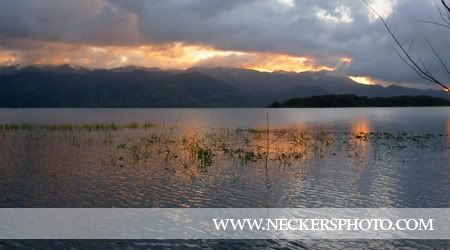 sunset on lake arenal, costa rica