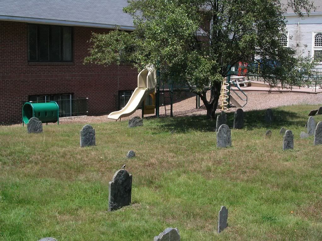 Beverly Cemetery next to a playground?