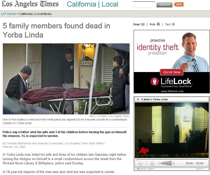 Tragedy in my home town of Yorba Linda